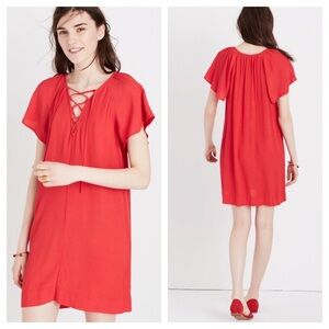 Madewell Lace Up Flutter Sleeve Loose Fit Dress
